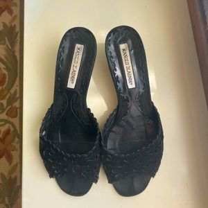 Authentic Manolo Blahnik Suede Eyelet Kitten Heels